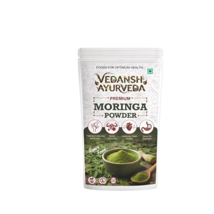 Vedansh Ayurveda Moringa Powder (Drumstick Leaf Powder) – For Immunity, Digestion, Skin & Hair Care | 100% Natural Herbal Powder